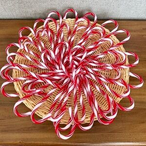 Vintage Acrylic Candy Canes Set of 46 Red White Peppermint Christmas Decor 5"